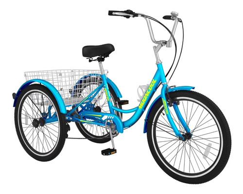 Bicicleta Ficisog 3-wheels Cruise Trike Shopping Basket Blue