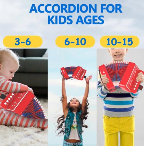 Mini Acordeón Infantil Para Niños De Plástico 7 Notas