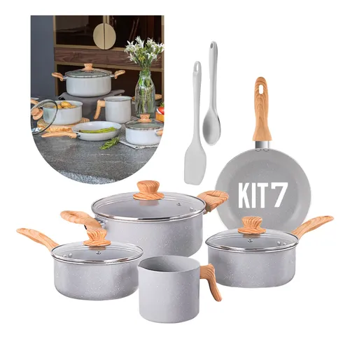 Jogo De Panelas Brinox 7 Peças Gris Ceramic Life Easy Cinza Cinza