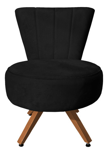 Poltrona Cadeira Decorativa Costurada Elegância Veludo Cor Preto