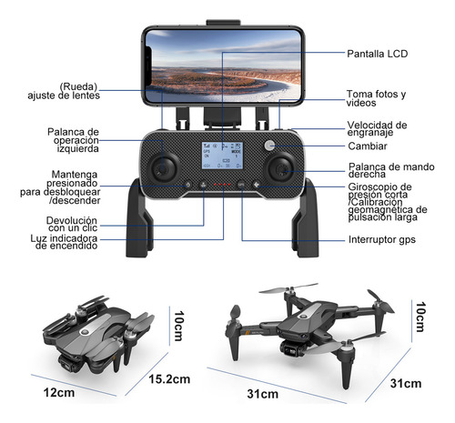 Mini dron profesional Kistorm K80 con control remoto sin escobillas con GPS dual cámara 8K 5GHz y 2 baterías