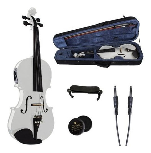 Cecilio 44 Cvnaewhitesr Ebony Fitted Acousticelectric Violin