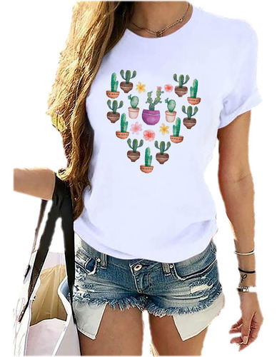 Remera Dama Mujer Cactus Corazón Love Rocas Cactáceas #30
