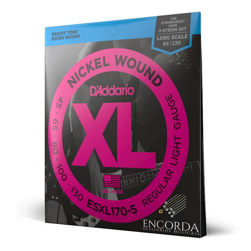 Encordoamento Contrabaixo 5c D'addario Exl170-5 0.45 5 Corda