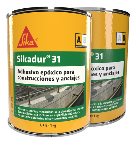 Sikadur 31 Lata A+b 1 Kg Adhesivo Epóxico Para Construcción