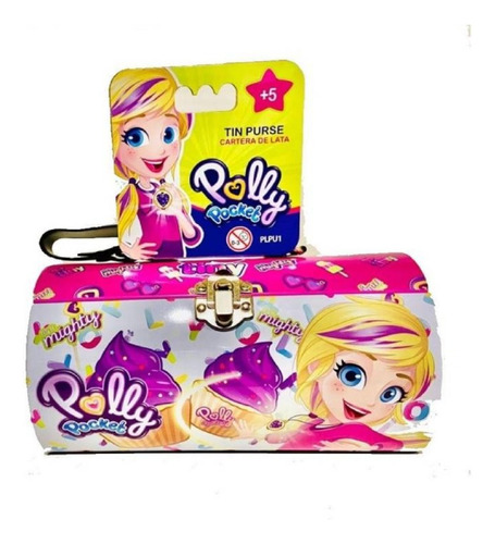 Cartera Metálica Polly Pocket Para Niñas Color Rosa Chicle