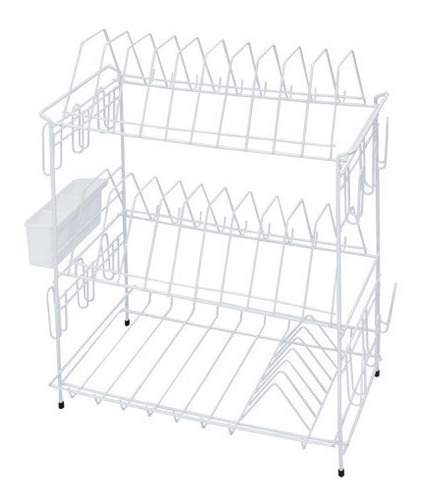 Locero Escurridor De Mesa 3 Niveles + Porta Cubiertos