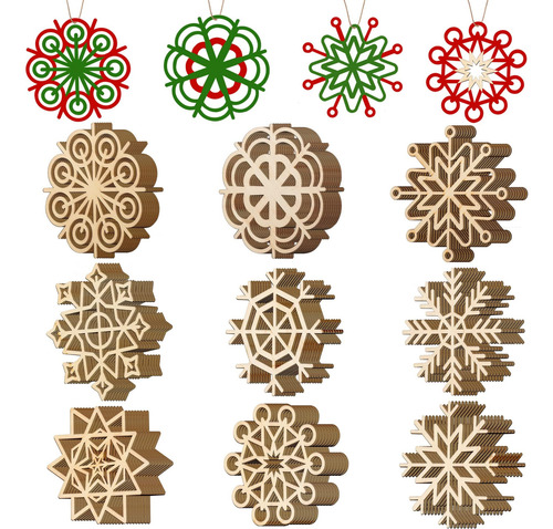 Joiedomi 36 Pcs Snowflake Madera Adornos Navideños Adornos C