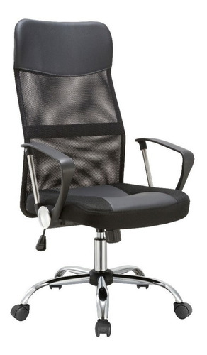 Silla de escritorio Americanas MVD MB0030 ergonómica  negra con tapizado de cuero sintético y mesh