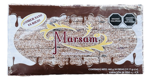 Alegria De Amaranto Marsam 24pz De 19.17g Sabor Chocolate