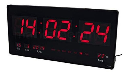 Imagen 1 de 7 de Reloj Digital De Pared Led 46x22cm Temperatura Calendario