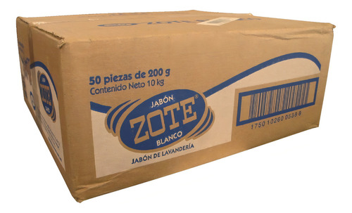 Jabón De Lavandería En Barra Zote Blanco 200g Caja 50pzs