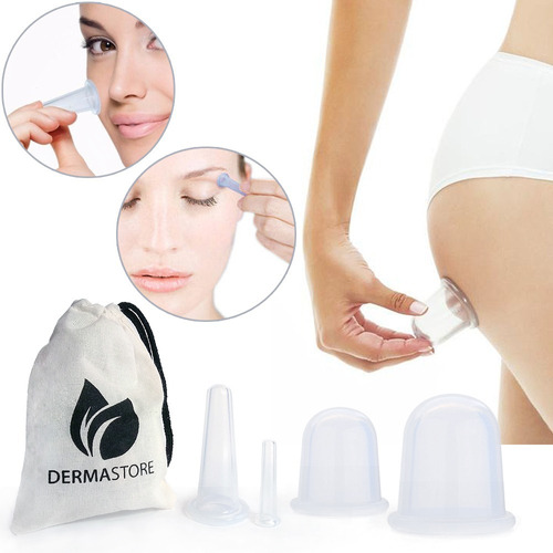 Set De 4 Ventosas Cara Y Cuerpo Antiarrugas Anticelulitis 