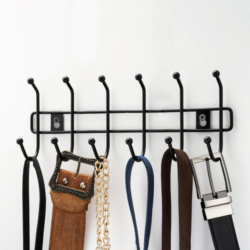 Gancho Perchas Multiusos Metalico Para Puerta Y Pared Color Negro