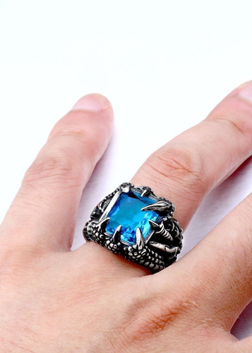 Anillo De Hombre Garra De Dragon Celeste Moda Masculina 2019