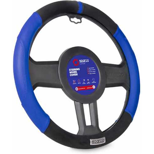 Cubre Funda Volante Sparco Negro/azul Bl Model Cuero