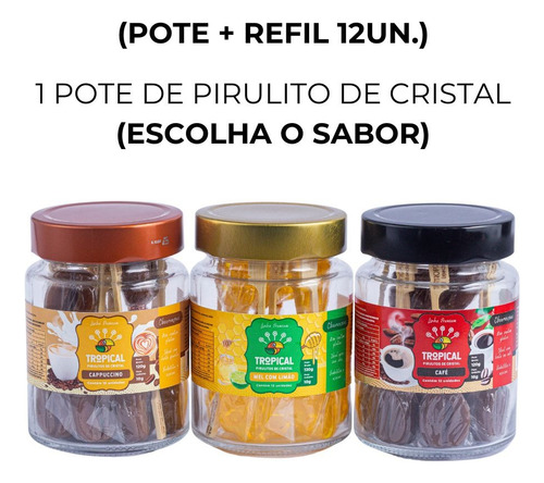 Pote C/ Pirulitos De Cristal - 24 Un P/ Café, Chá Cappuccino
