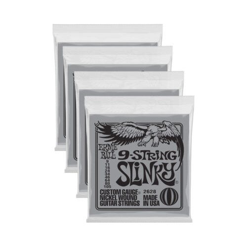 4 Pack Ernie Ball 2628 9-string Slinky Nickel Wound Elec Eeb