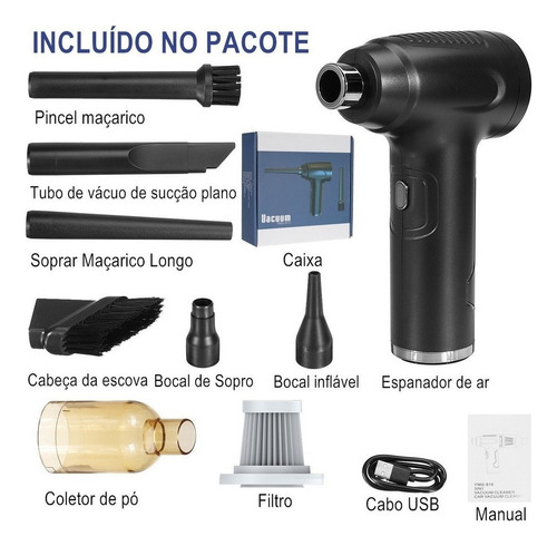 Limpador De Pó Elétrico Sem Fio 50000rpm Espanador De Ar