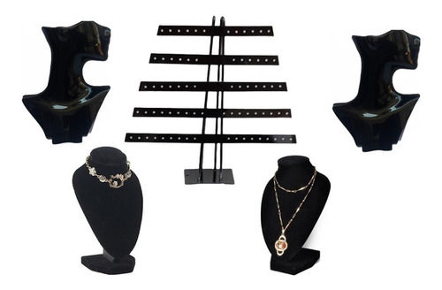 Kit Exhibidor De Joyeria Anillo Collar Pulseras Aretes 5 Pz