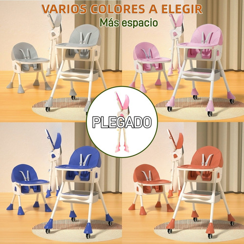 Silla Periquera Bebé Alta Ajustable Para Comer Con Plegado