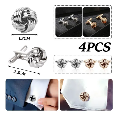 Juego De 2 Gemelos Metálicos Para Camisas De Vestir, Gemelos