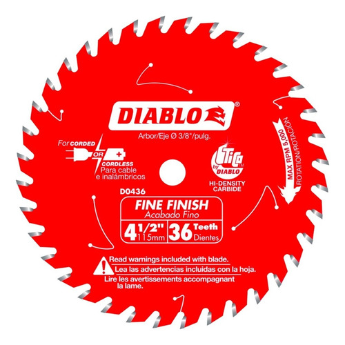 Disco Diablo Para Sierra Circular 4-1/2 36 Dientes