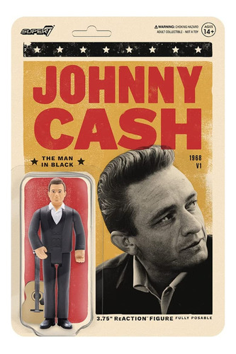 Johnny Cash Super7 The Man In Black Reaction Figure 3.75 Pul