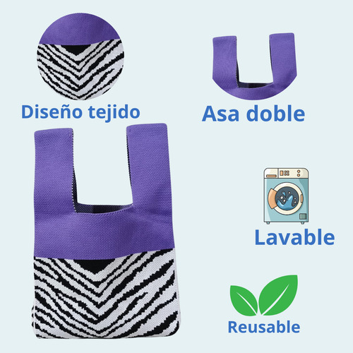 Bolso De Mano De Tela De Punto, Versátil Practico Lavable