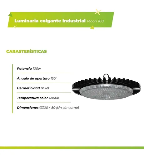 Luminaria Colgante Industrial Ufo 100w 4000k Moon Bael