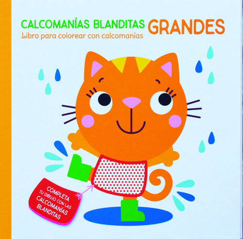 Calcomanías Blanditas Grandes: Gato.: Libro para colorear con calcomanías : Gato, de Varios. Editorial Jo Dupre Bvba (Yoyo Books), tapa blanda en español, 2022