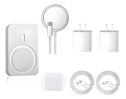 7kit Cargador 20w Inalámbric 5000 Mah Auricular Para iPhone
