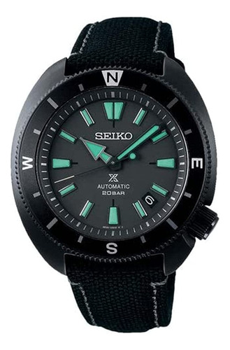 Seiko Reloj Automático De Banda De Poliéster De Esfera Negra