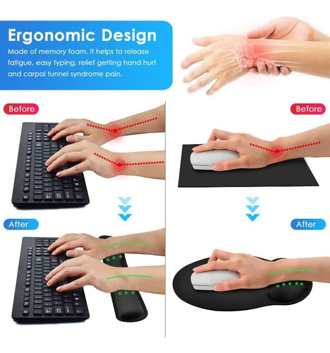 Mouse Pads Y Ergonomico Alfombrilla Teclado Reposamuñecas