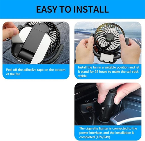 Ventilador Cocheventilador Portátil Con Rotación12v