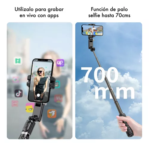 Palo Selfie Estabilizador Celular Bluetooth Gimbal Trípode Color Negro