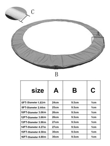 Almohadilla Para Trampolín, Cubierta De Resorte 15 Pies