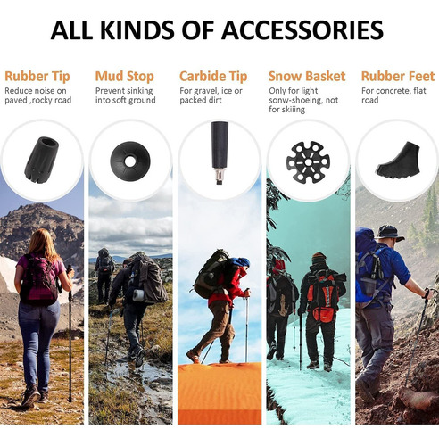 2 Piezas Bastones Trekking Plegables Para Senderismo Ligero