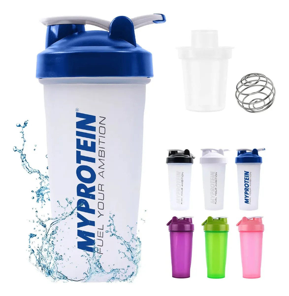 Vaso Shaker de Proteína Awvuq de 700 mL Libre de BPA con Bola Mezcladora Azul