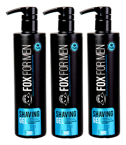 Shaving Gel De Barbear 1000g - Fox For Men - 3 Unidades