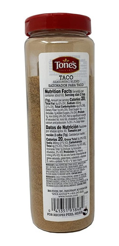 Sazonador Mezcla Fajita Seasoning Blend Tone's 653g American