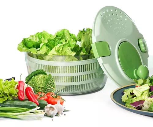 VASA NAMA Centrifugadora de ensalada 5litros, plástico, escurridor manual  para lechuga y verduras, Funcionamiento Giratorio, Lavadora de frutas y  verduras grande, lechuga escurridora y vegetales con facilidad, incluido el  tazón de plástico