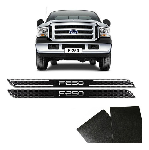 Kit Soleira Diamante F-250 2 Portas Com Protetor Black Over