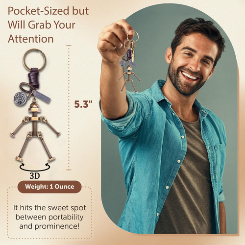 Bronce Robot Charm Colgante Retro Cadena de Cuero Cordón Ajustable Llavero de la vendimia de metal Robot de cuero tejido a mano llaveros bolso encanto colgante de la pareja para el aniversario