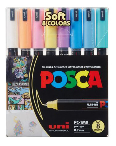 Marcadores Posca 1mr Set 8 Colores Pastel