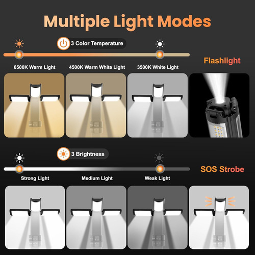 Luces Recargables De Campamento Con Soporte De 2 M