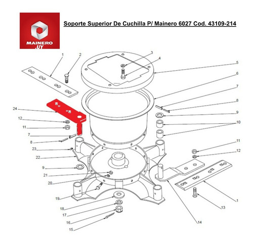 Imagen 3 de 3 de Soporte Superior De Cuchilla P/ Mainero 6027 Cod. 43109-214