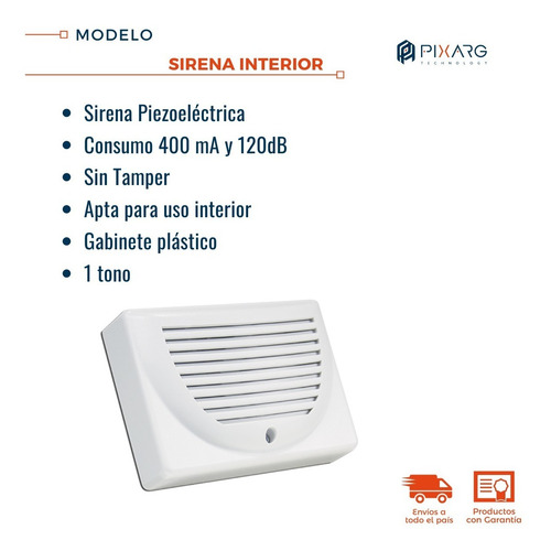 Imagen 3 de 7 de Sirena Alarma Interior Piezoeléctrica Mp-100 St Garnet