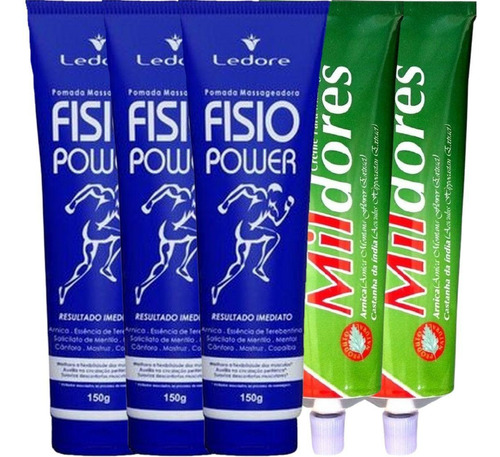 Kit 3 Pomada Fisio Power 150g + 2 Creme Mil Dores 100g