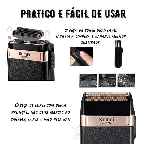 Barbeador Elétrico Kemei Classic Shaver Km-2024 - Bivolt